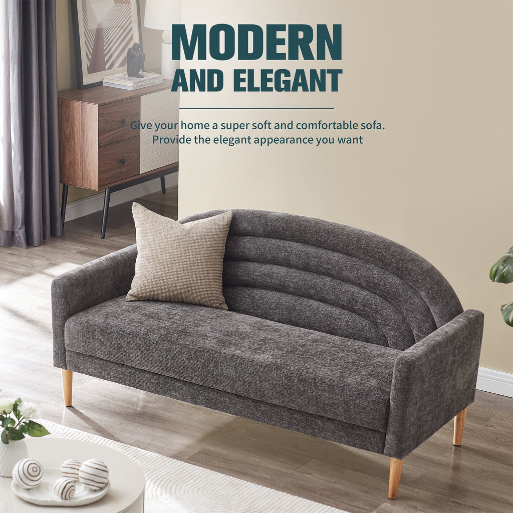 65" Grey Upholstered Three-seater Sofa T58112
