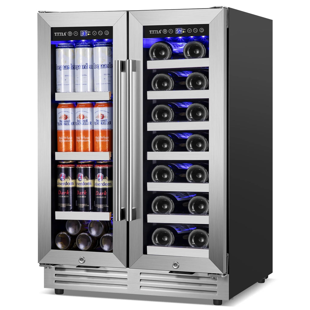 Built in Wine Cooler Beverage Cooler 18-Wine Bottles and 57 Cans Dual Zone K783