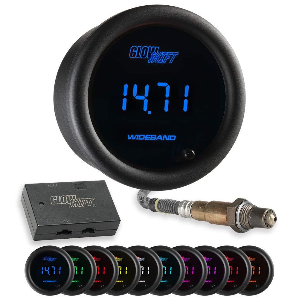10 Color Digital Wideband Air/Fuel Ratio Gauge with Oxygen Sensor, Data Logging Output, Tinted Lens, 2-1/16" (52mm) K4230