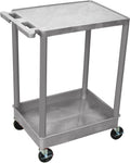 Gray 2 Shelves Flat Top & Tub Bottom Shelf Cart N70136