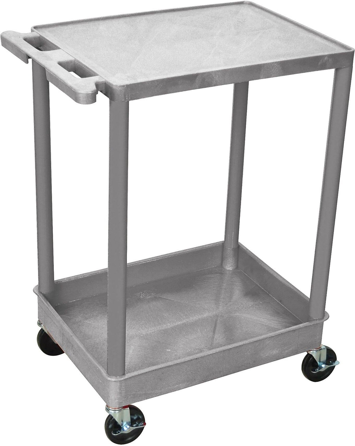 Gray 2 Shelves Flat Top & Tub Bottom Shelf Cart N70136