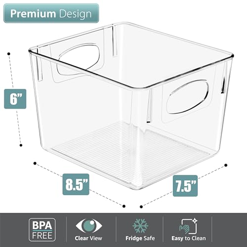 Clear Plastic Storage Bins with Handle, 8 Pack W94940