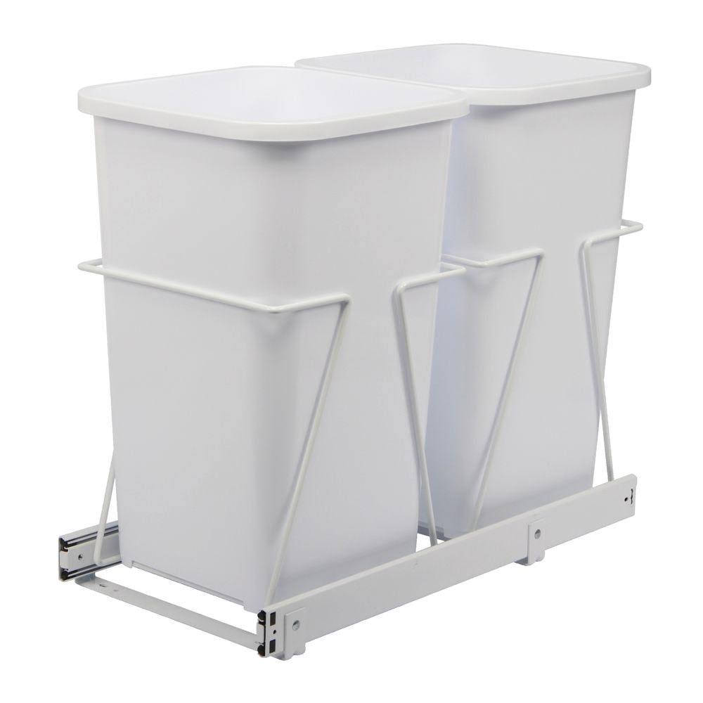 White Double Pull-Out Trash Can U1641