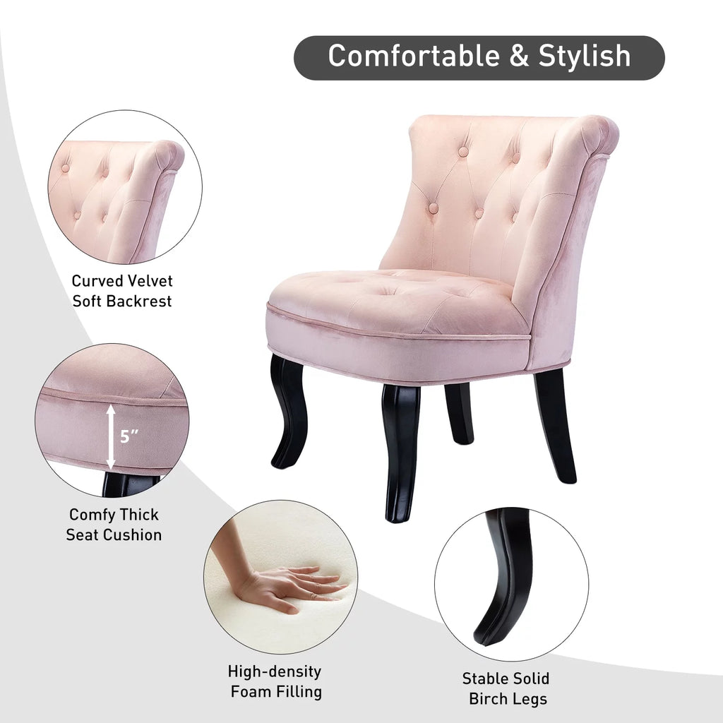 Velvet Tufted Wingback Chair Set of 2 Z481