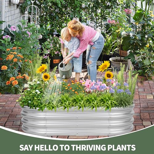 Silver 4x2x1ft Metal Raised Garden Bed 2pack O616