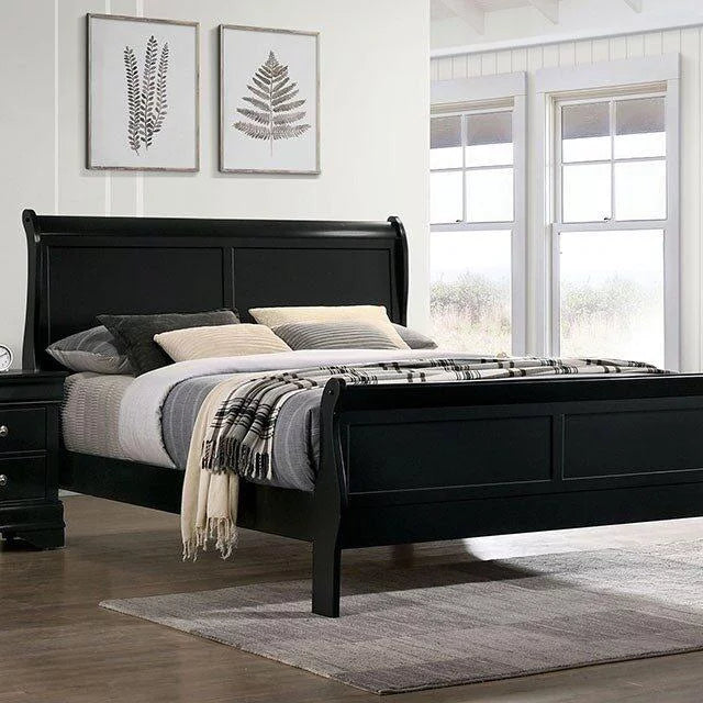 Black Solid Wood 5pcs Bedroom Set U822299