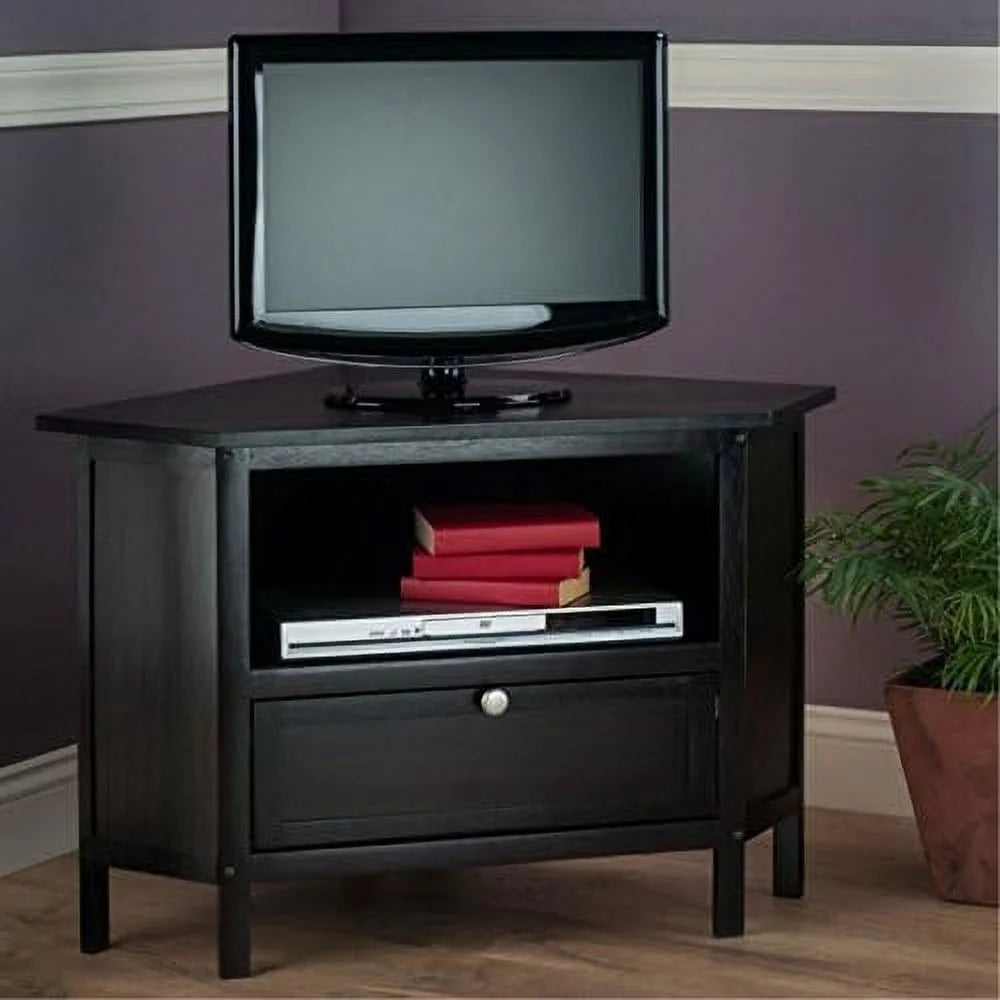 Espresso Corner TV Media Stand with Open Shelf F7415