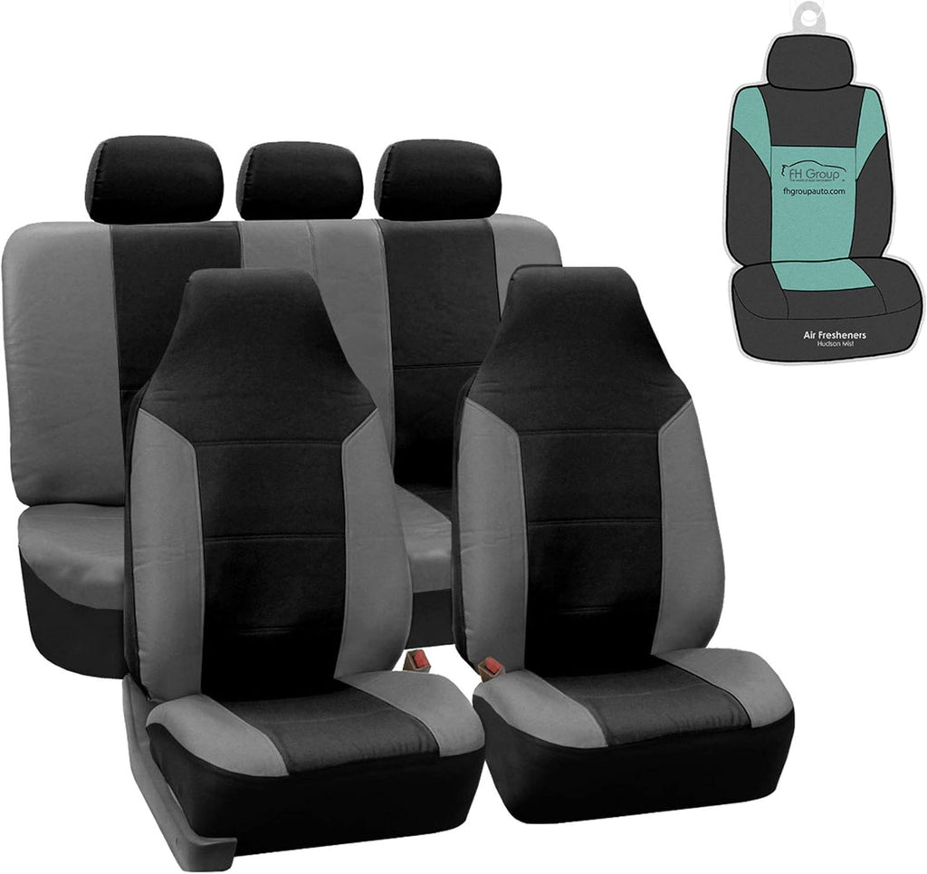 Gray Leather Seat Covers Full Set Pack of 2 D61967