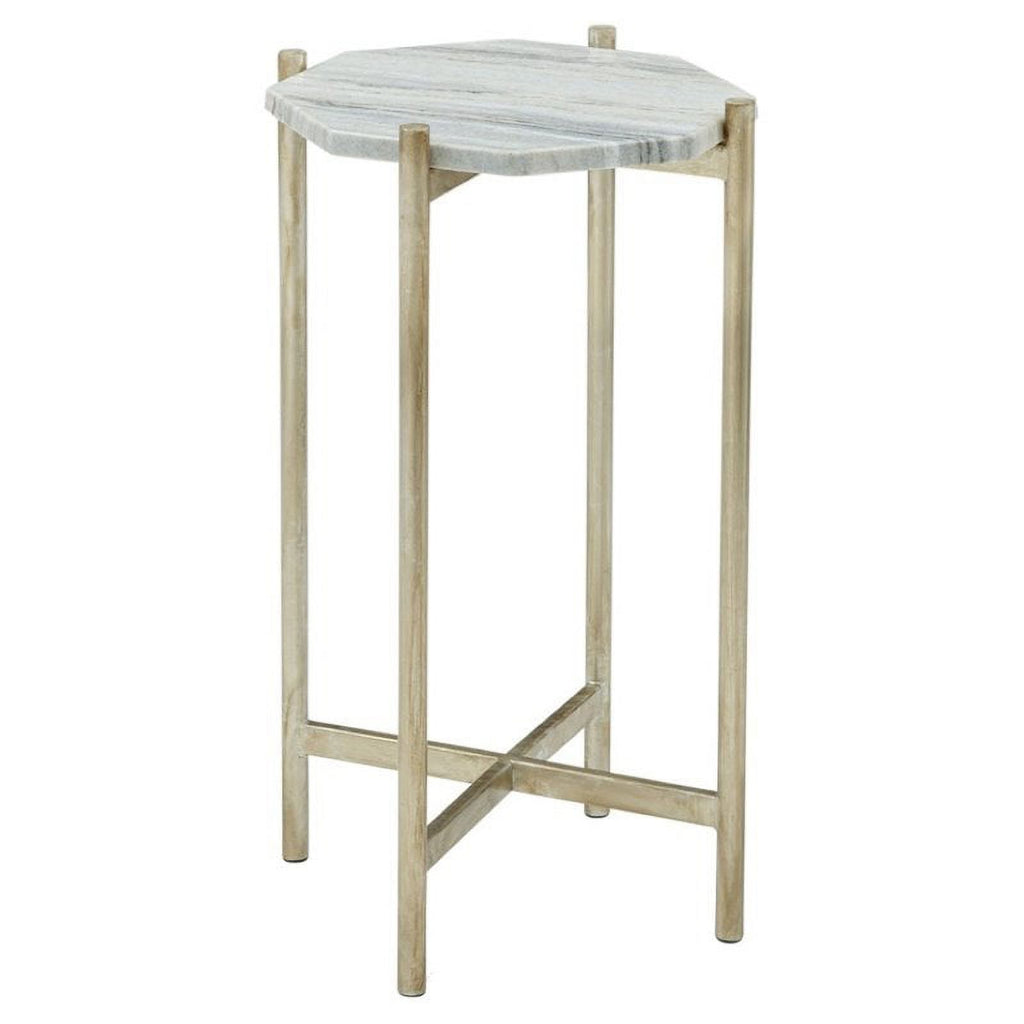 Marble Scatter Table in Silver Leaf and White C236