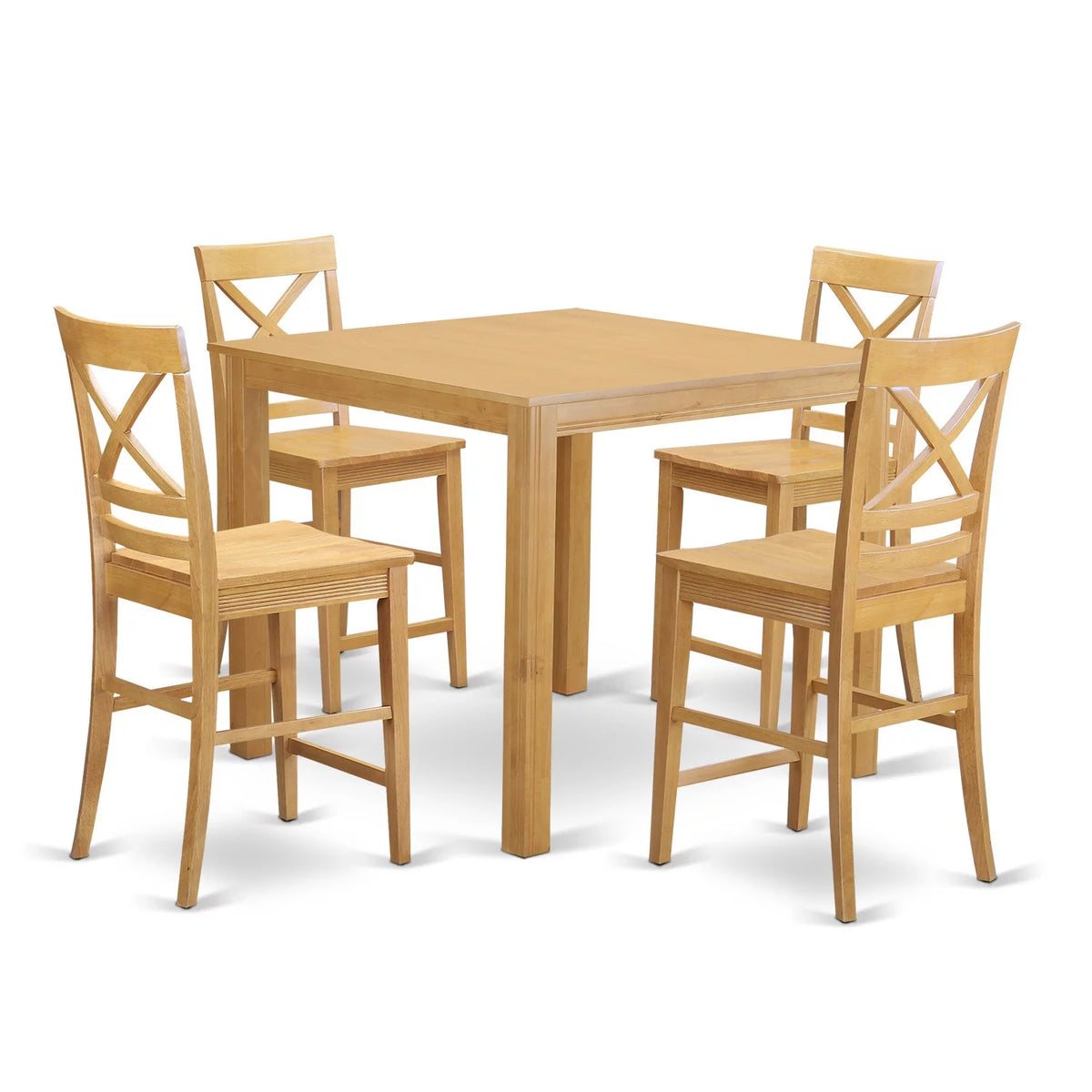 Oak 5 Piece Square Counter Height Pub Set A52052