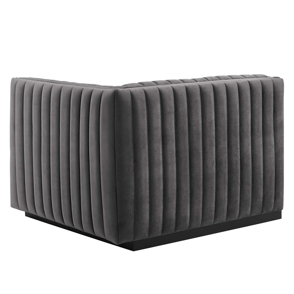 Black Gray Performance Velvet Sofa L25533