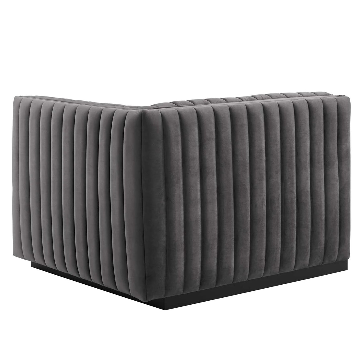 Black Gray Performance Velvet Sofa L25533