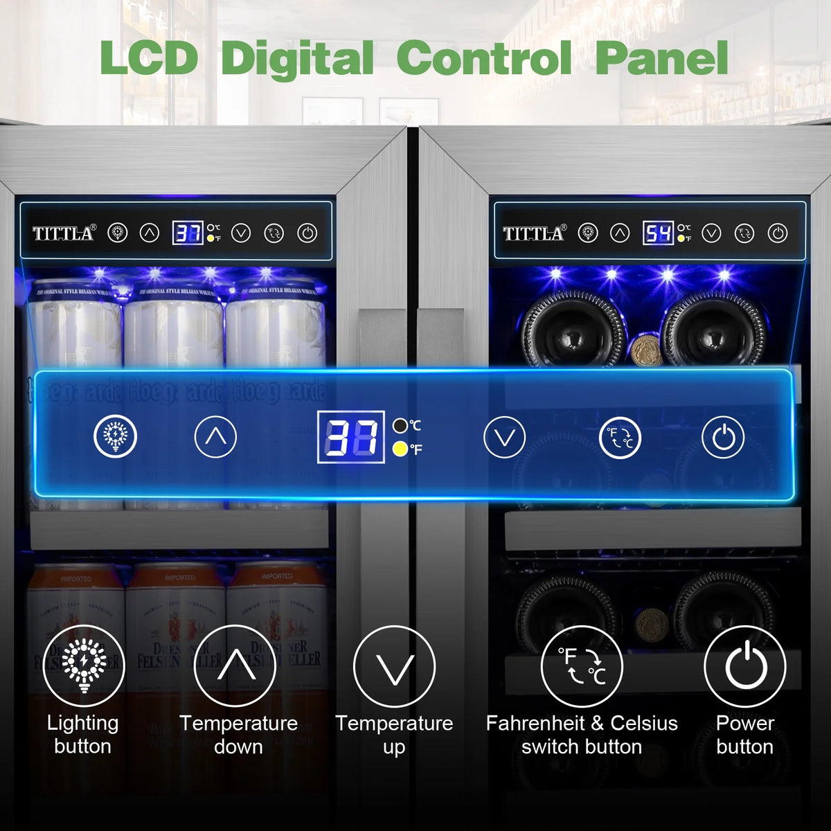 Built in Wine Cooler Beverage Cooler 18-Wine Bottles and 57 Cans Dual Zone K783