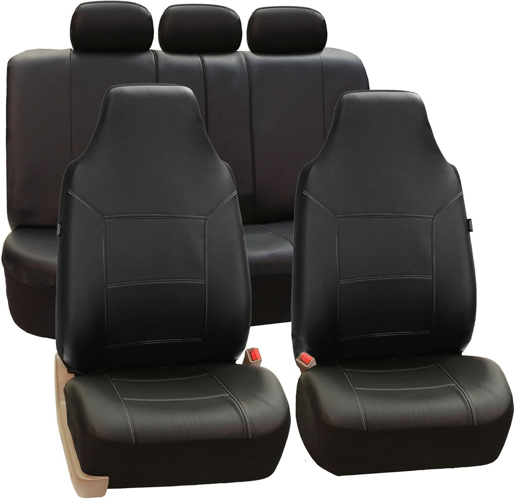 Gray Leather Seat Covers Full Set Pack of 2 D61967