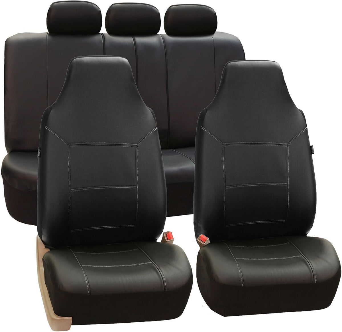 Gray Leather Seat Covers Full Set Pack of 2 D61967
