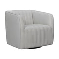 Dove Gray Genuine Leather Swivel Barrel Chair L924