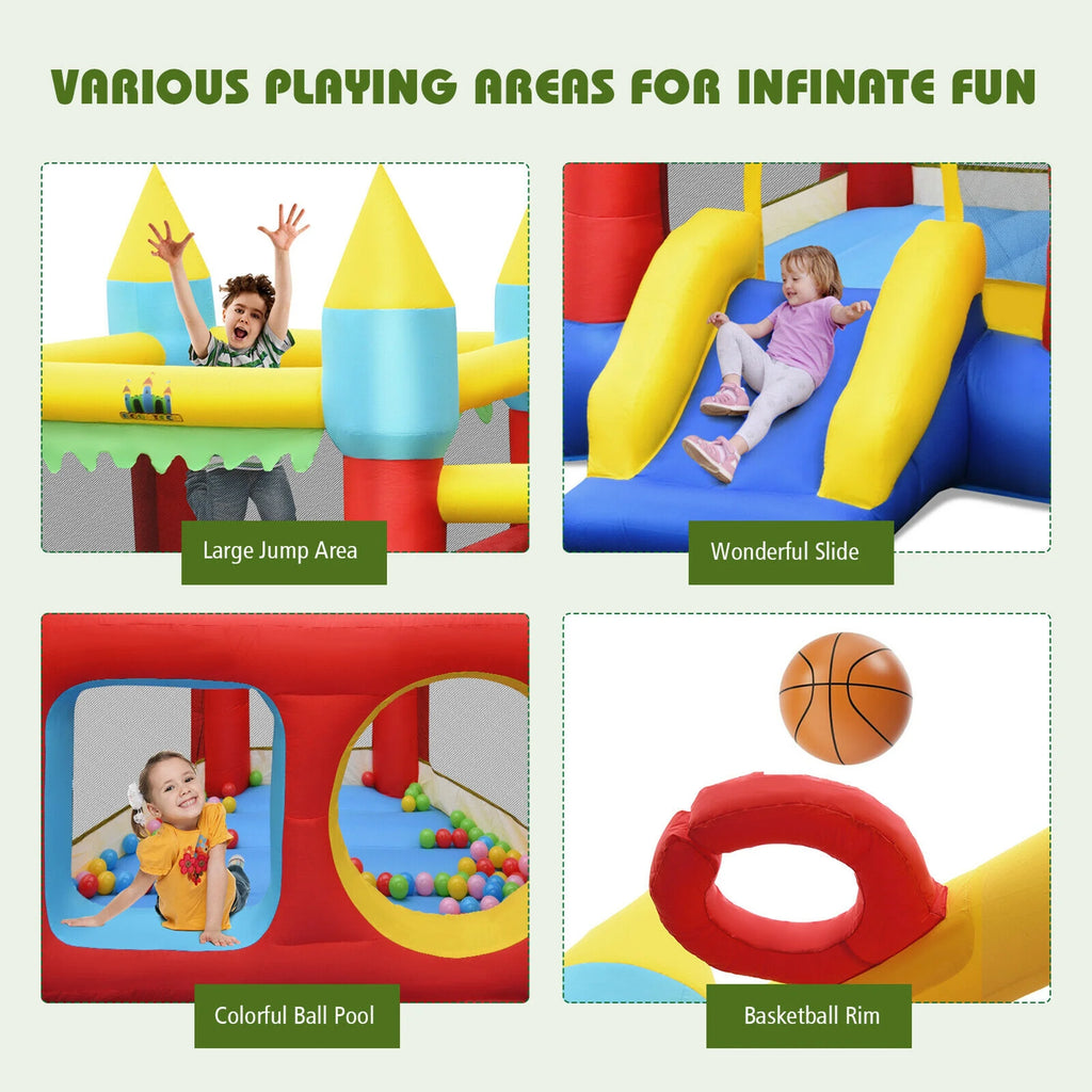 Inflatable Bounce House Slide with Tunnels Ball Pit & 480W Blower L1388
