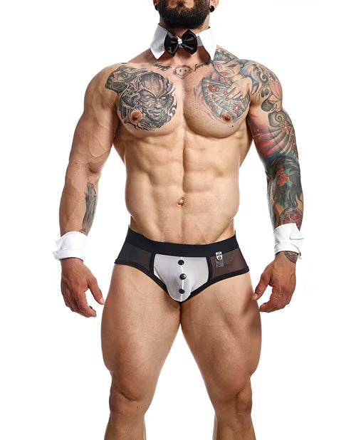 Black/White XL Brief with Bow & French Cuffs Y982097