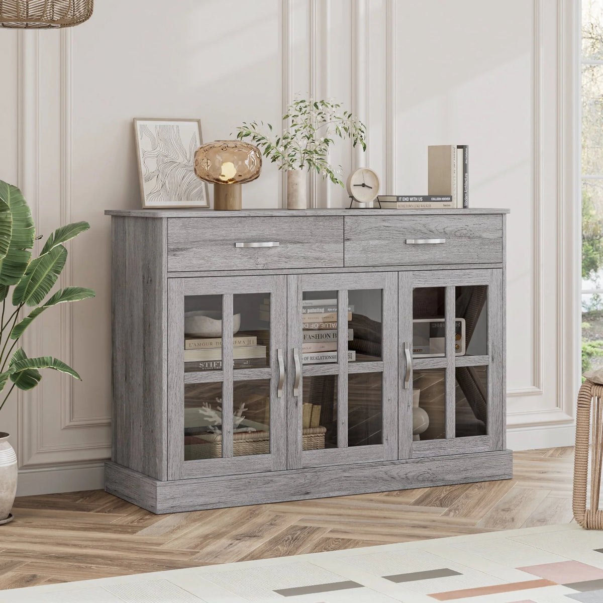 Gray 3 Door 2 Drawer Buffet Cabinet N7372