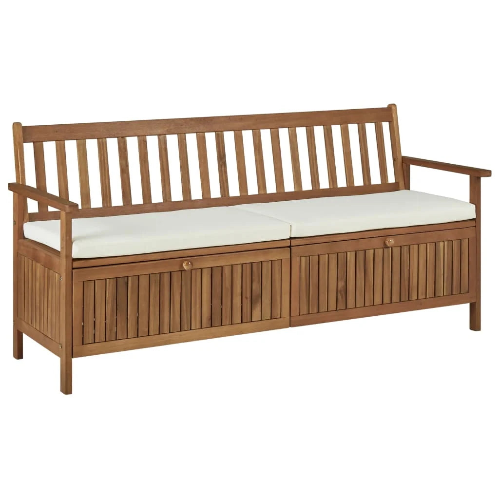 Storage Bench with Cushion Solid Acacia Wood C87331
