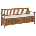 Storage Bench with Cushion Solid Acacia Wood C87331
