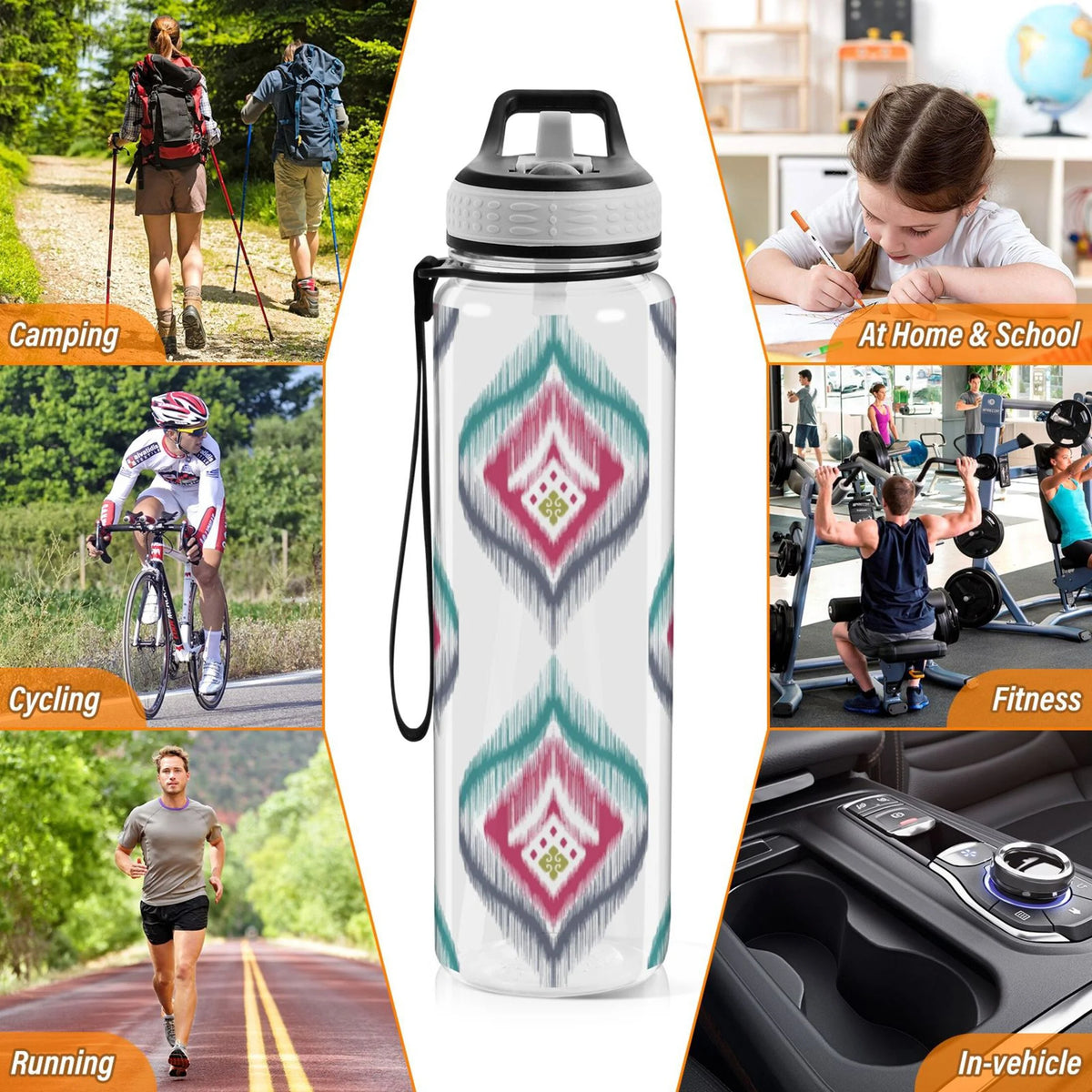 Clear 32oz Tritan Sports Water Bottle with Straw E7008
