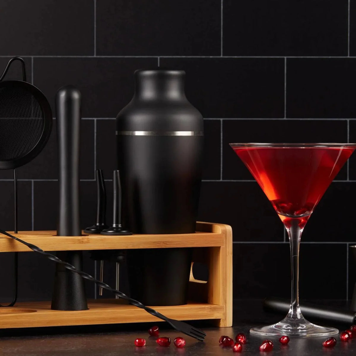 8-Piece Cocktail Shaker Set with Wooden Stand R649750