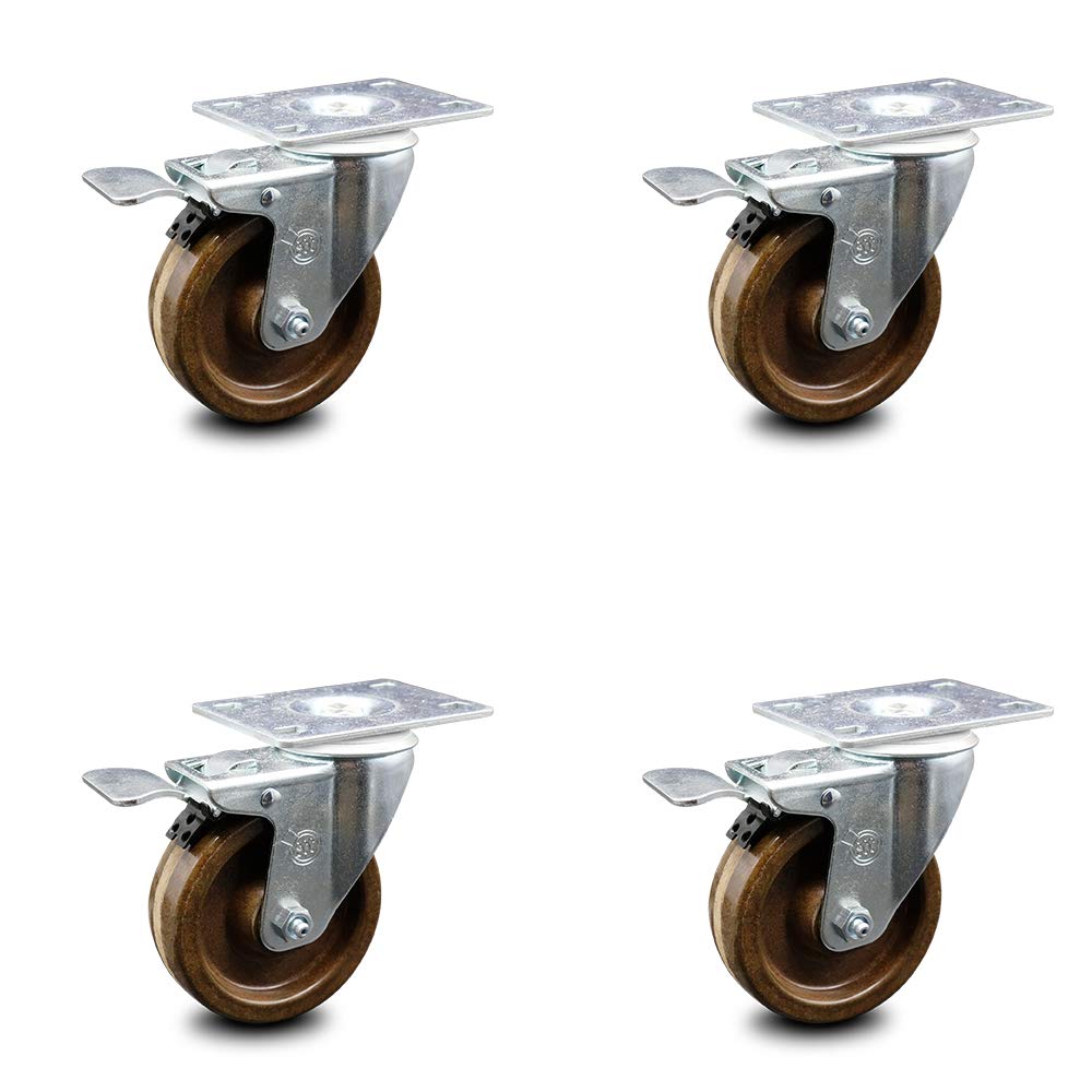 Brown High Temperature Phenolic Wheels Caster Set of 4 L629473