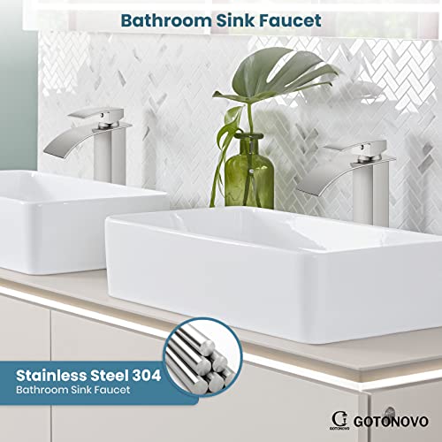 Tall Single Handle Stainless Steel Vessel Sink Faucet with Pop Up Drain, Matte Black N419