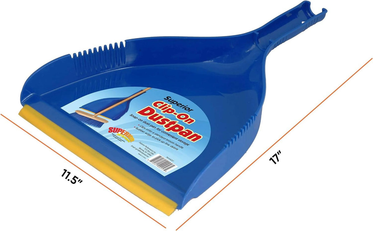 Heavy Duty Blue Plastic Dustpan with Rubber Edge T321792