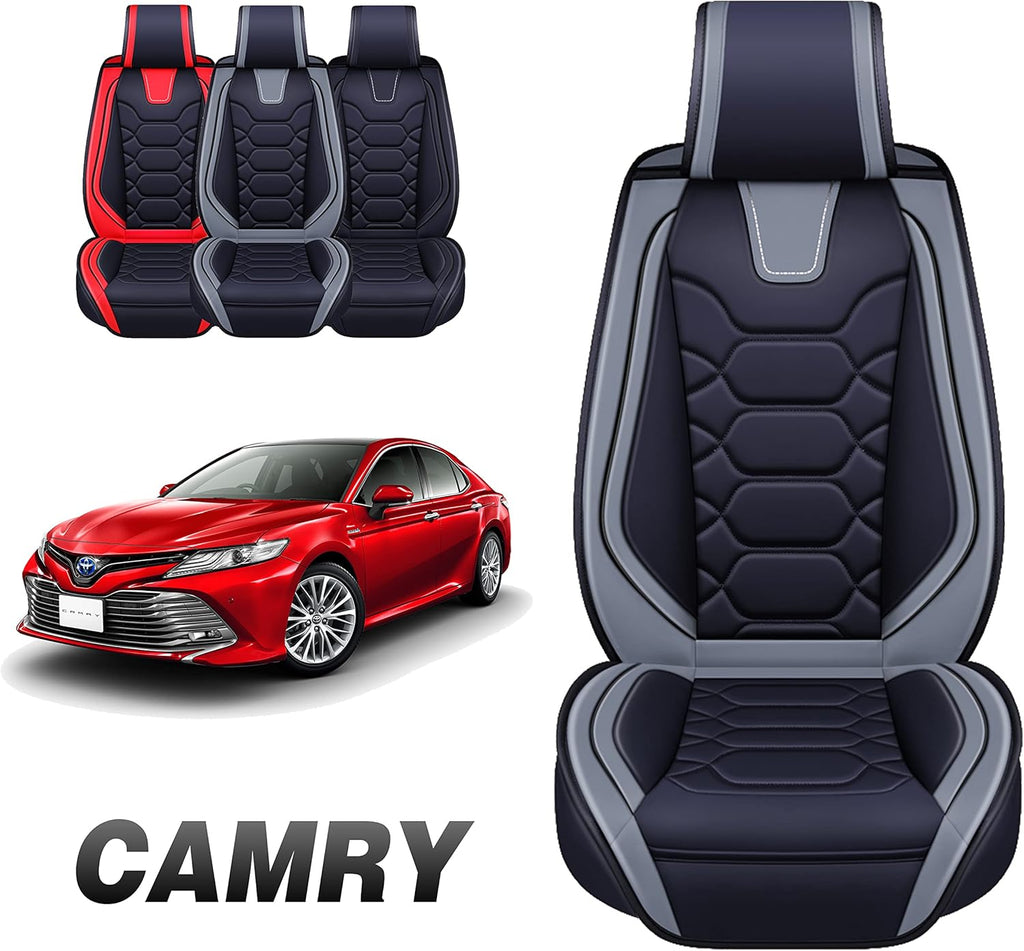 Black Leather Seat Cover Front Pairs U36112