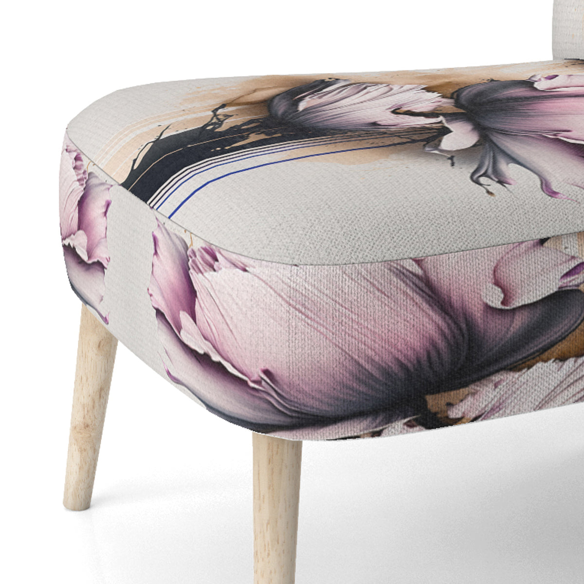 Pink Peony Flower On Abstract Paint Upholstered Floral Accent Chair W489982