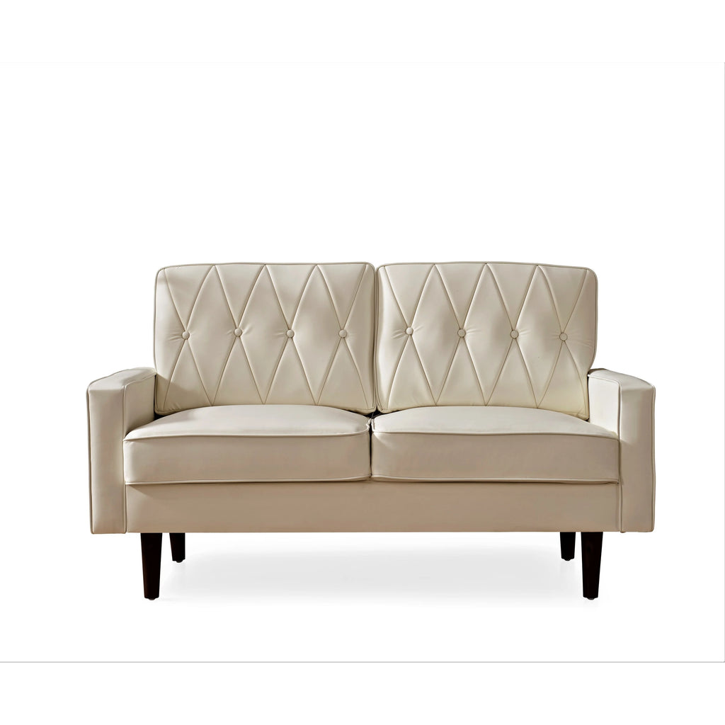 Black Faux Leather Cushion Back Loveseat J26497