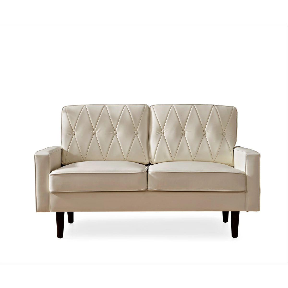 Black Faux Leather Cushion Back Loveseat J26497