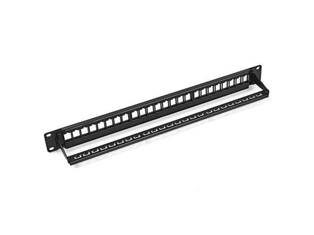 24-Port Cat6 UTP Patch Panel 1U with Keystones, RJ45 Ethernet, Black U65897