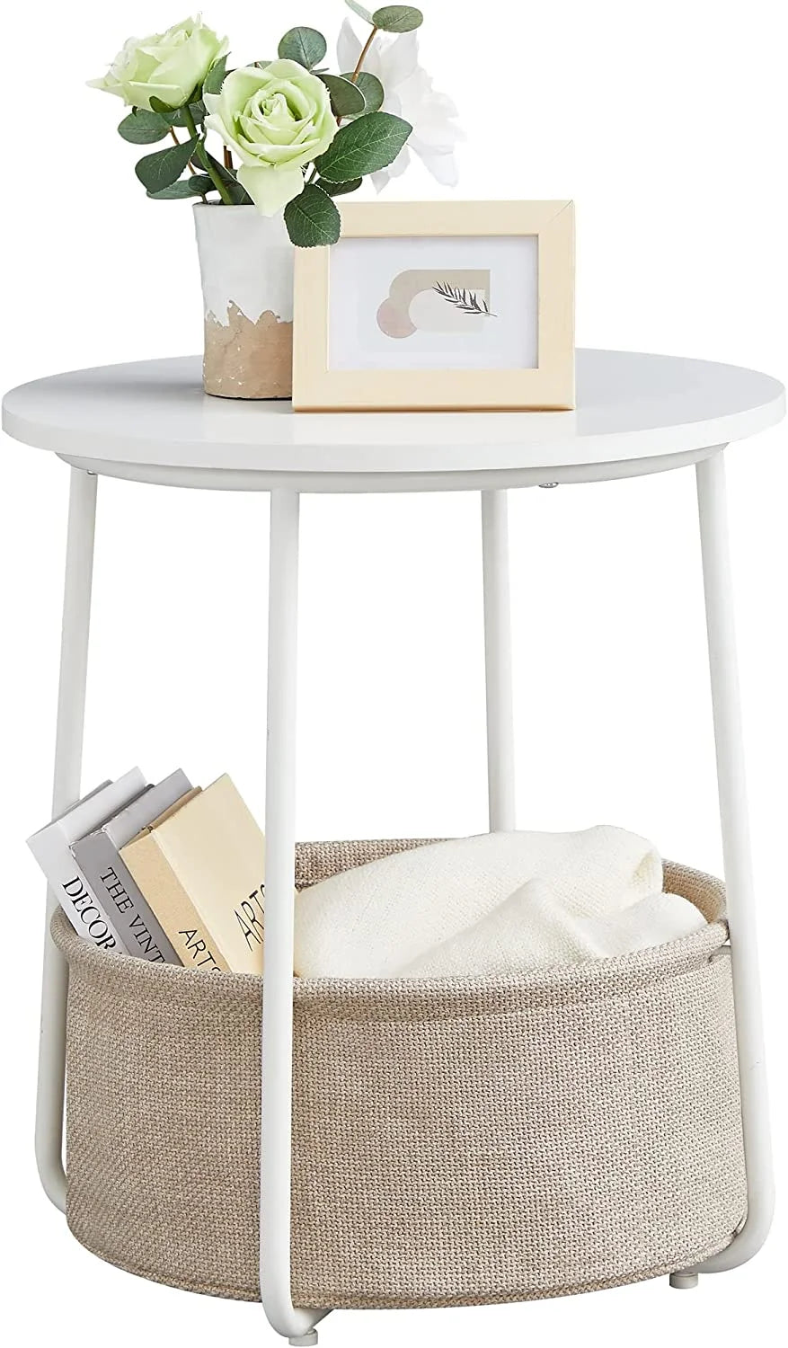 Round Side Table with Fabric Storage Basket G5077