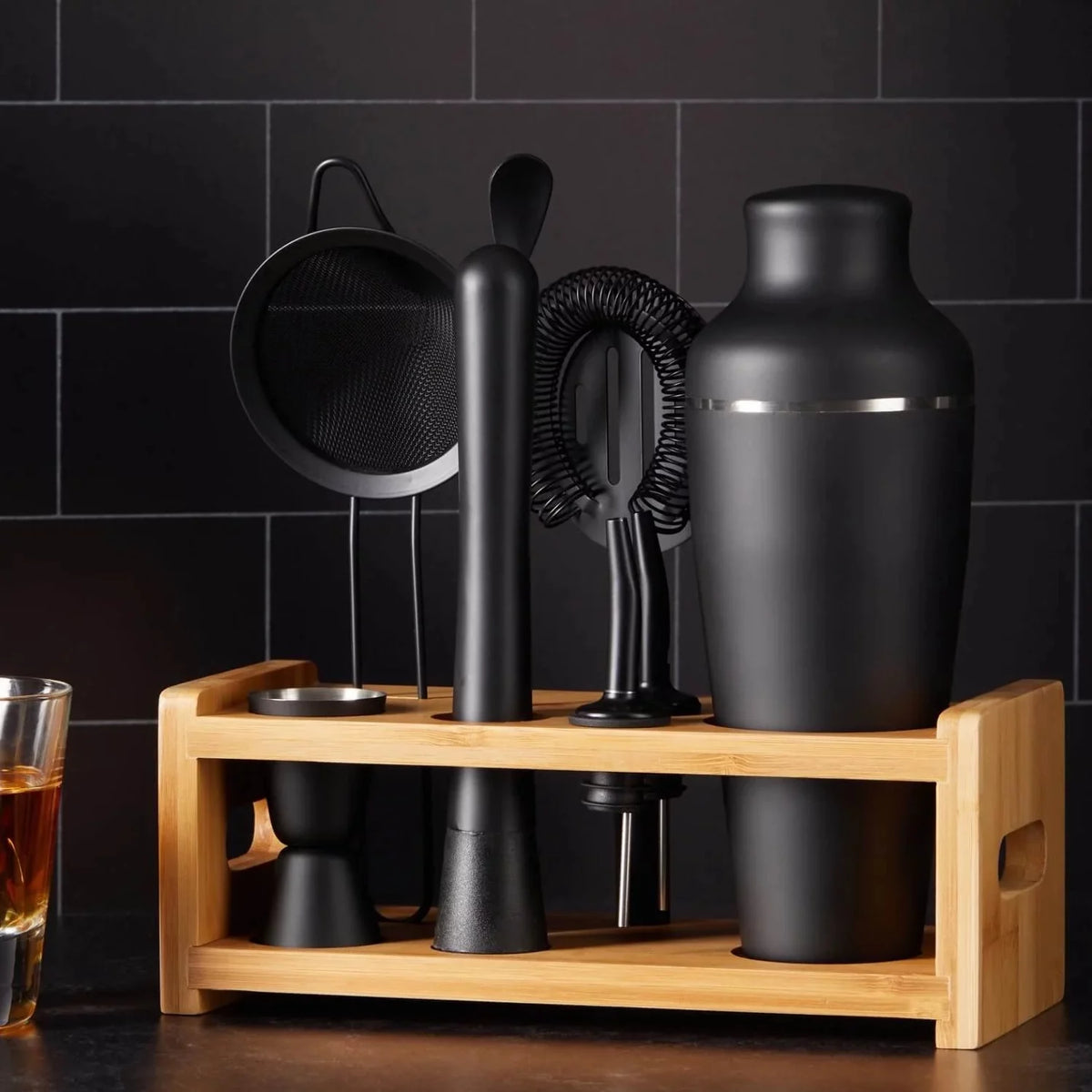 8-Piece Cocktail Shaker Set with Wooden Stand R649750