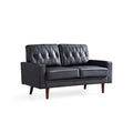 Black Faux Leather Cushion Back Loveseat J26497
