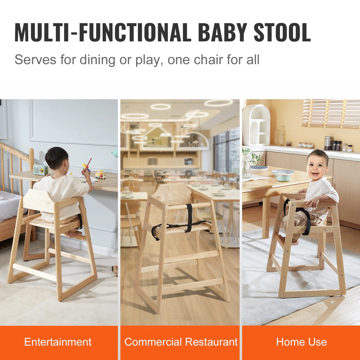 Wooden Portable Baby High Chair O9359