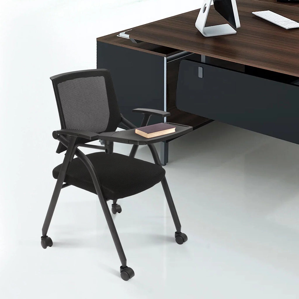 4 PCS Stackable Foldable Ergonomic Office Chair with Desktop and Wheels B671500