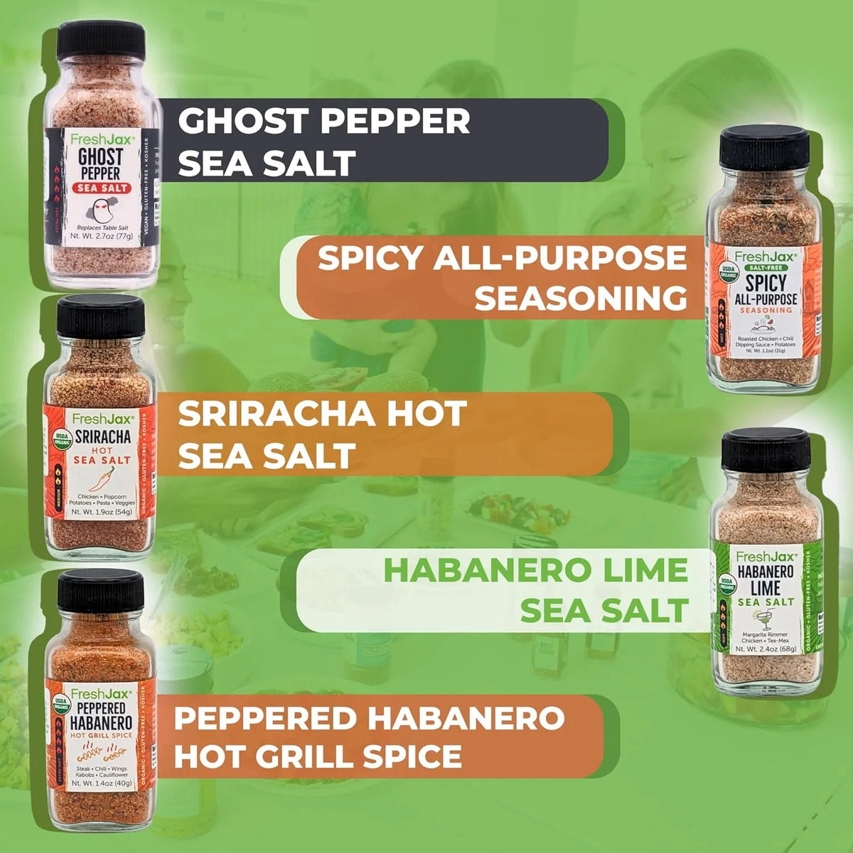 Pack of 5 Organic Hot & Spicy Seasoning Set X425