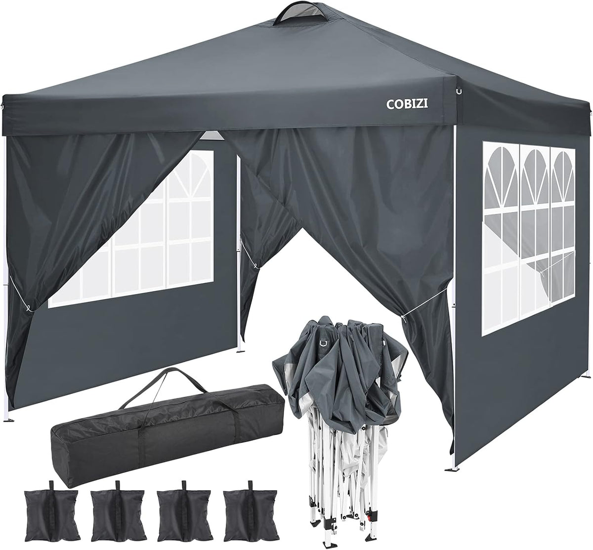 10'x10' Pop Up Commercial Instant Gazebo Tent with 4 Removable Zippered Sidewalls C532