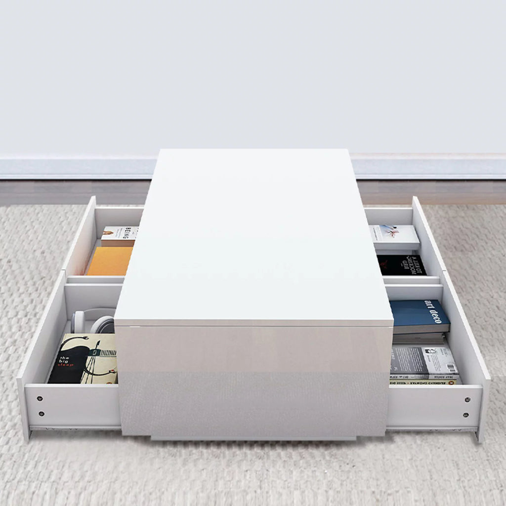 High Gloss Coffee Table with 4 Drawers and 2 Open Shelves E483761