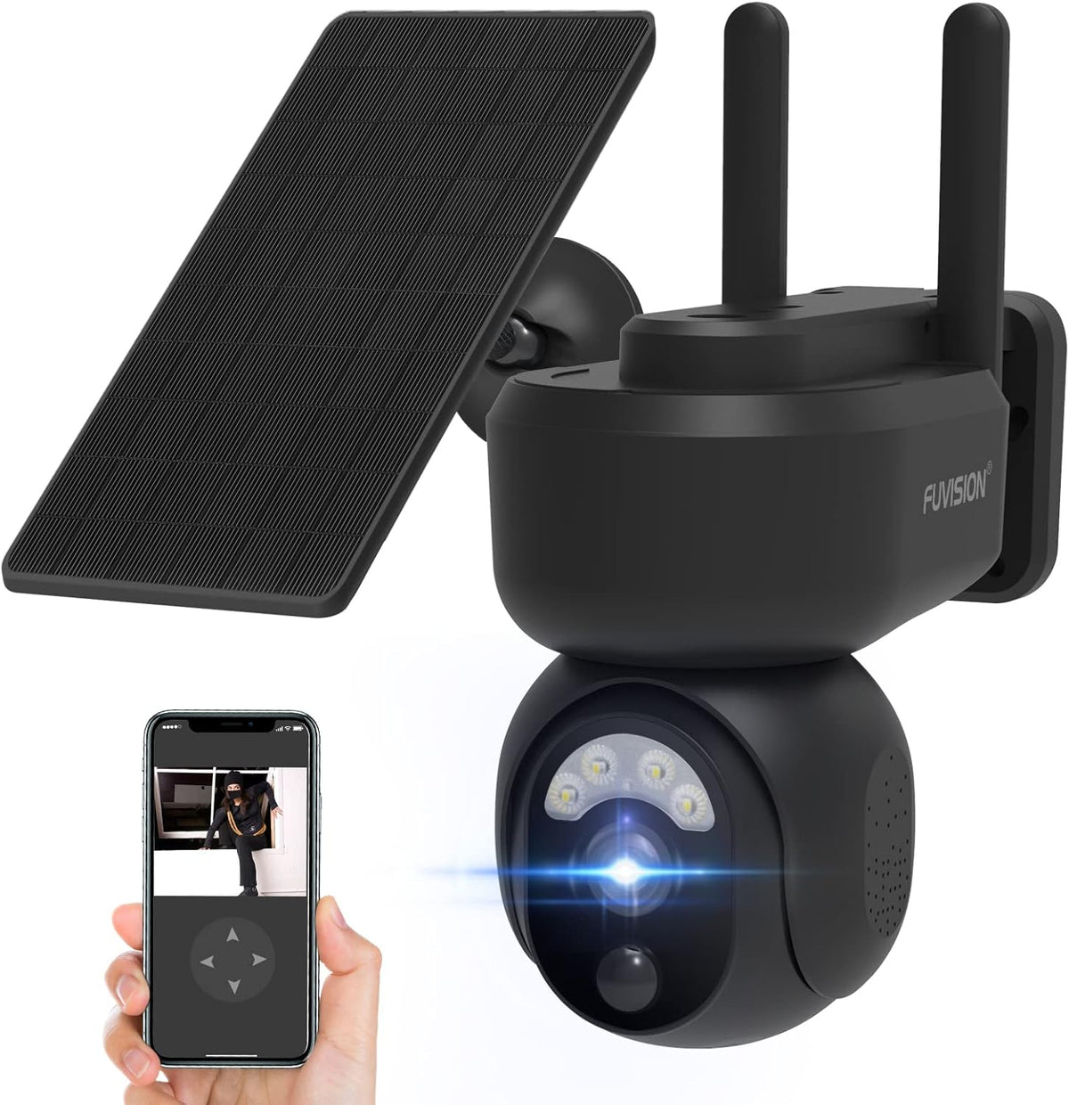 Wireless Outdoor Solar Powered Security Camera with 360° View and PIR Motion Detection M3801