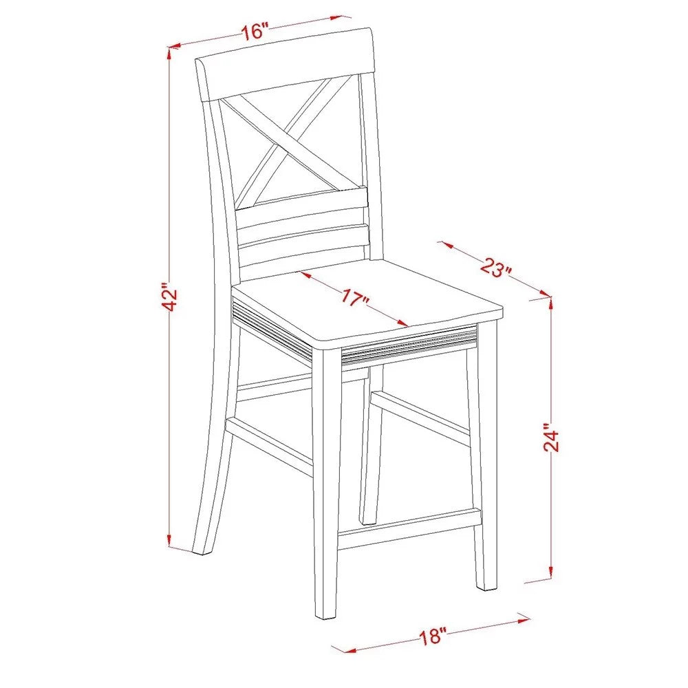 Oak 5 Piece Square Counter Height Pub Set A52052