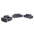 Genuine Leather Dark Gray 3 Piece Seating Set X77541