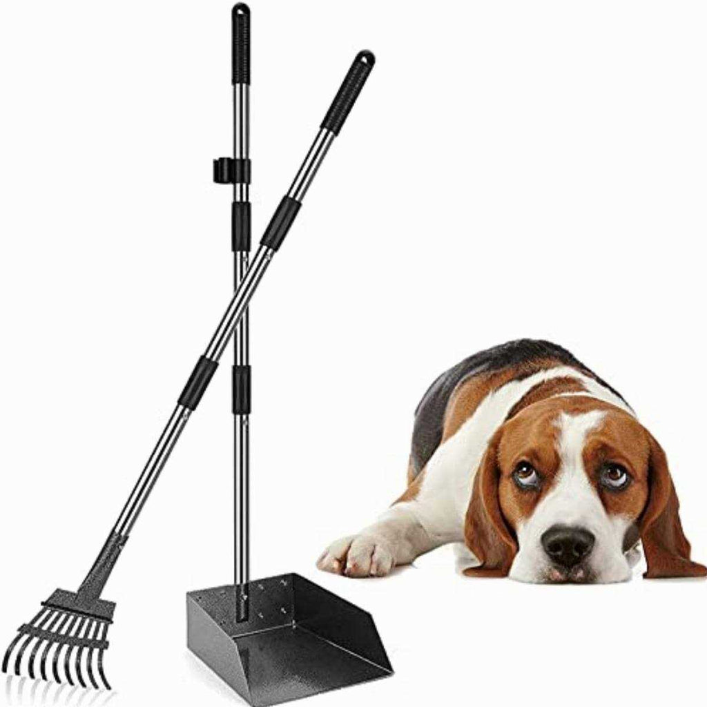 Durable Dog Poop Scoop Long Handle Tray and Rake Set D301