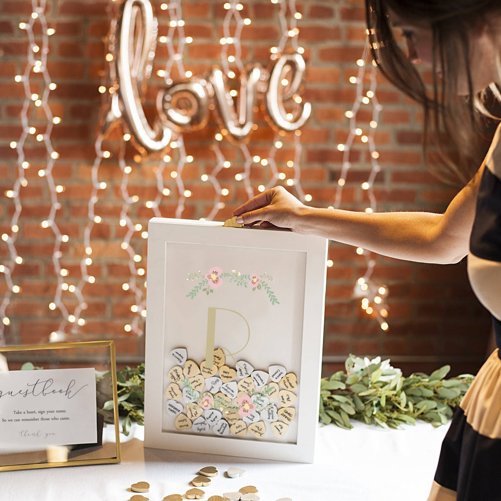 Floral Heart Drop Guestbook P9674