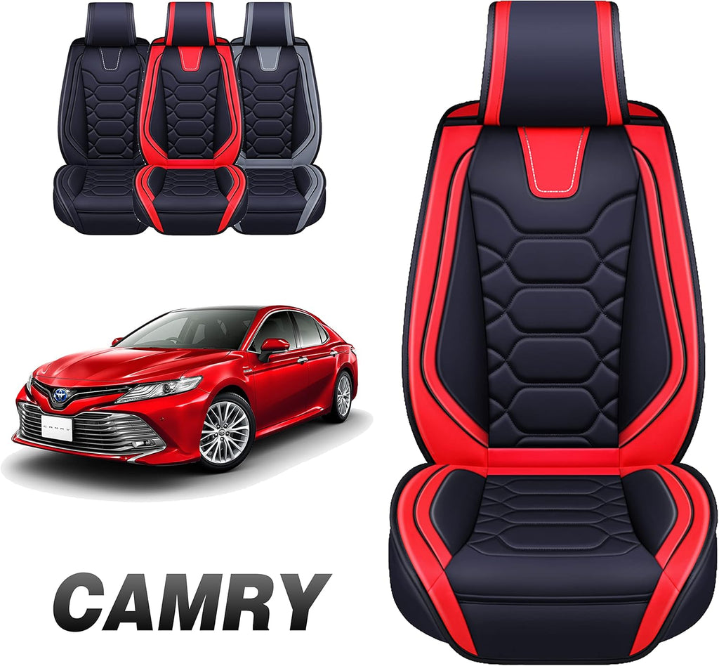 Black Leather Seat Cover Front Pairs U36112