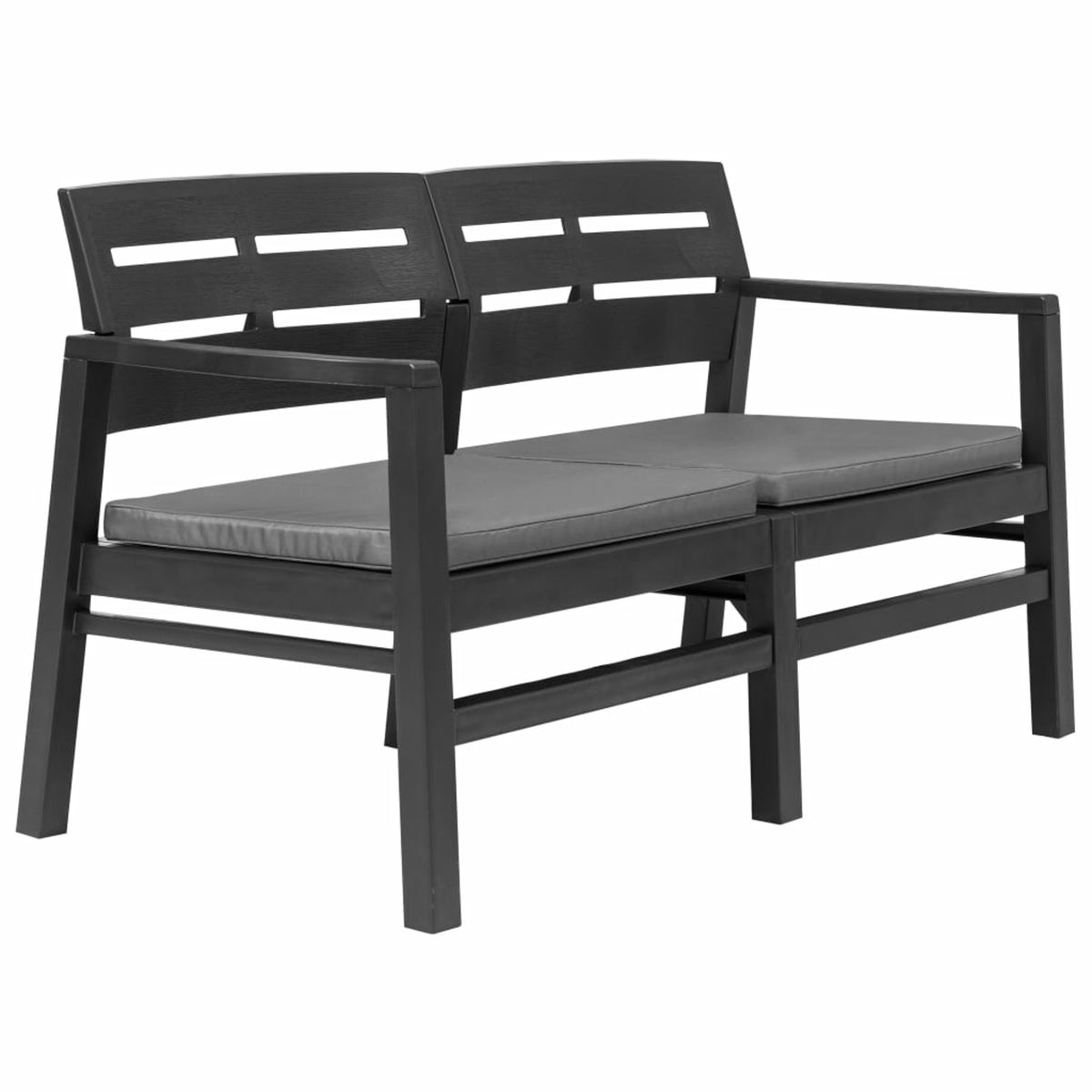 4 Piece Patio Lounge Set with Cushions, 2 Armchairs and Coffee Table Plastic Outdoor Sectional Sofa Set G245